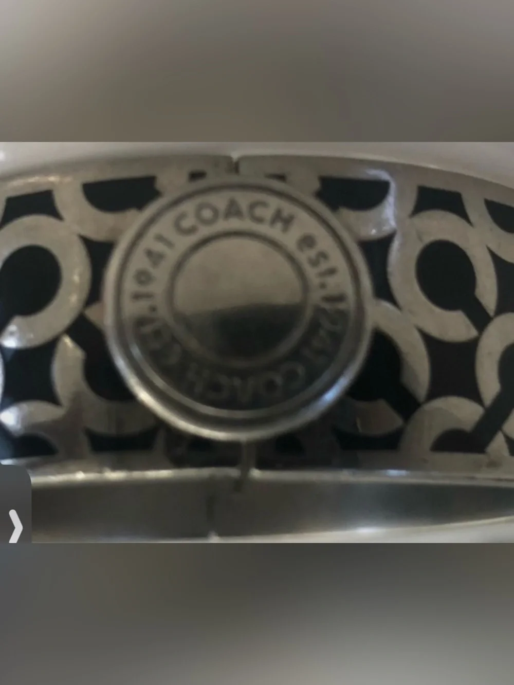 LOW START Coach EUC Silver Tone Hinged Bangle Bracelet